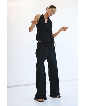 H&M Textured Drawstring Pants - Blue