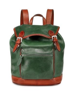 Old Trend Ficus Genuine Leather Durable Travel Backpack - Green