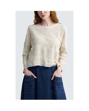 Luukaa Riley Textured Hemp & Cotton Jacquard Blouse - Gray