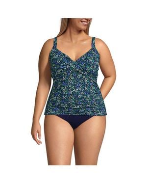 Lands' End Plus Size Ddd-Cup Tulip Hem Tankini Top - Blue