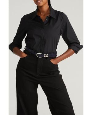 UNIVERSAL STANDARD Elbe Stretch Poplin Button-Up Shirt - Black