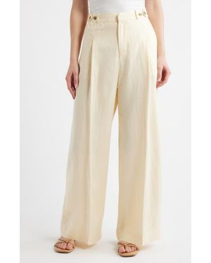 DELUC Palermo Pleated Wide Leg Pants - White