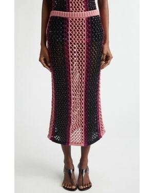 DIOTIMA Stripe Spice Embellished Sweater Skirt - Red