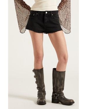 PacSun Jamie Raw Hem Denim Micro Shorts - Black