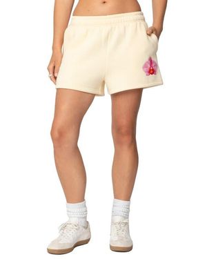 Edikted Orchid Babe Fleece Shorts - White