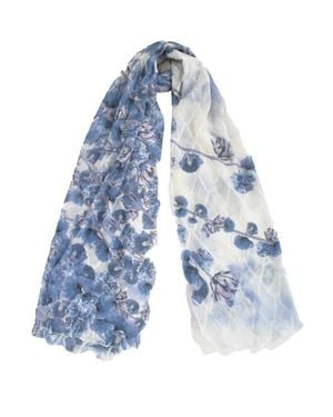 Komarov Floral Border Chiffon Shawl - Blue