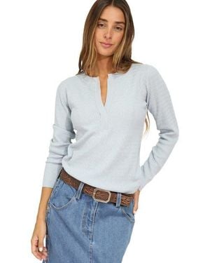 Belle & Bloom Frankie Textured Knitted Long Sleeve Top - Blue