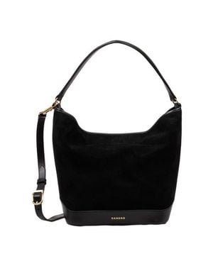 Sandro Soft Suede Shopping Bag - Black