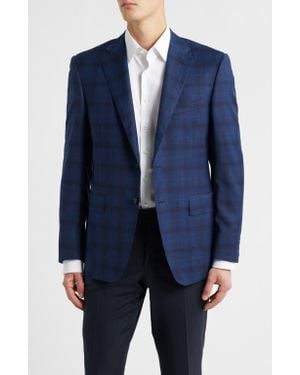 Canali Siena Regular Fit Ombré Check Super 130S Wool Sport Coat - Blue