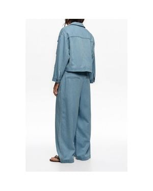 Bimba Y Lola Loose-Fit Washed Denim Pants - Blue