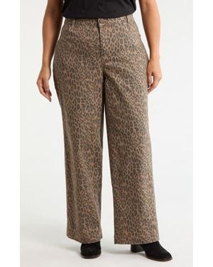 Wit & Wisdom Gracie Skyrise Double Side Seam High Waist Wide Leg Jeans - Brown