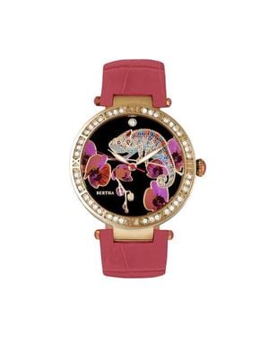Bertha Camilla Mother-Of-Pearl Leather-Band Watch - Pink