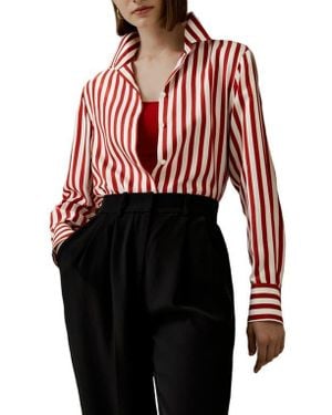 LILYSILK Classic Striped Silk Shirt - Red