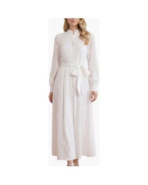 Needle & Thread Romilly Cotton Long Sleeve Shirt Dress - White