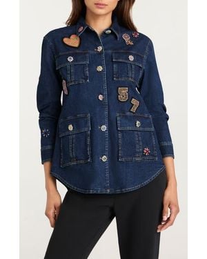 Cinq À Sept Retro Love Vera Stretch Denim Jacket - Blue