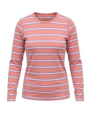 46227 Striped Flatlock Stitch Long Sleeve Tee - Red