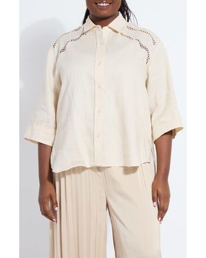 Lyssé Roxanna Embroidered Linen Button-Up Shirt - Natural