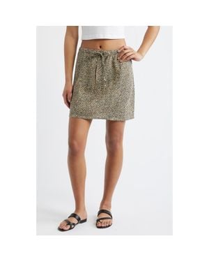 Rip Curl Animal Instincts Linen Blend Drawstring Skirt - Natural
