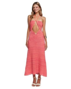 CAPITTANA Zully Sunset Crochet Cover-Up Dress - Red