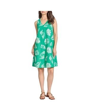 Jones New York Gina Seashell Print Linen Blend Trapeze Dress - Green