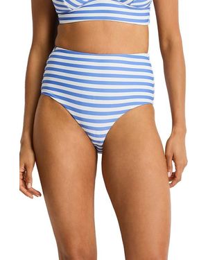 Sea Level Stripe High Waist Bikini Bottoms - Blue