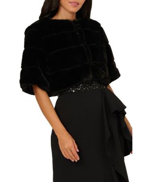 Adrianna Papell Faux Fur Short Sleeve Jacket - Black