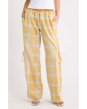 Jaded London Vellora Low Rise Check Pants - Natural