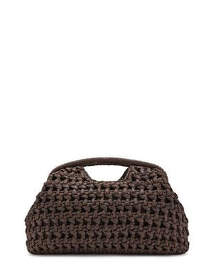 Mango Natural Fiber Frame Clutch - Brown