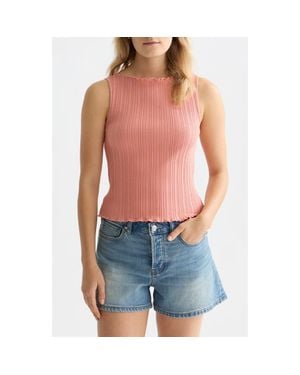 Scotch & Soda Boat Neck Cotton Rib Tank - Blue