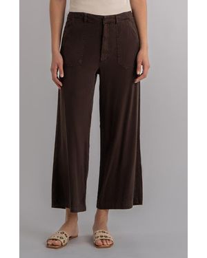 Kut From The Kloth Topaz High Waist Crop Wide Leg Linen Blend Pants - Black