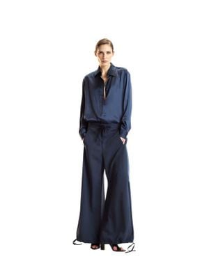 Cynthia Rowley Tuxedo Stripe Wide Leg Pants - Blue