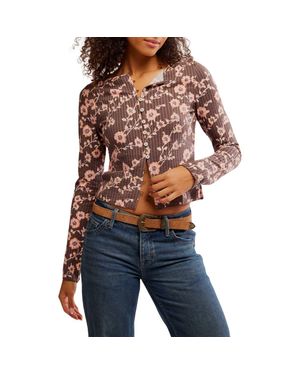 Free People Tilly Cotton Seersucker Cardigan - Blue