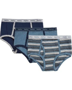 Memoi 3 Pair Tag-Free Briefs, Assorted Colors - Blue