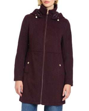 Vince Camuto Walking Coat With Removable Hood - Purple