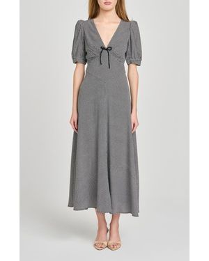 Wayf Juliana Short Sleeve Midi Dress - Gray