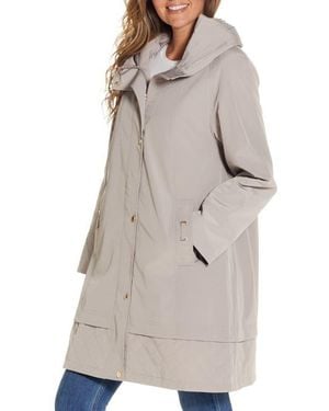 Gallery Water Resistant Hooded Rain Coat - Gray