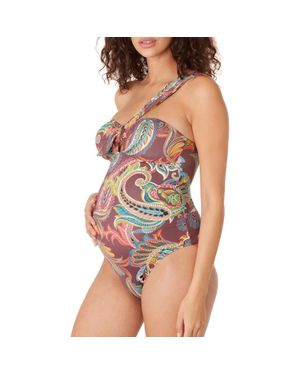 Cache Coeur Bandana Maternity One-Piece Swimsuit - Orange
