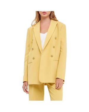 English Factory Structured Double Breasted Blazer - Yellow