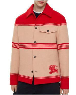 Burberry Striped Wool Nylon Jacket - Red