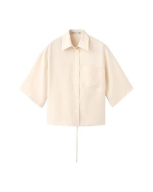 Mango Oversize Button-Up Shirt - Natural