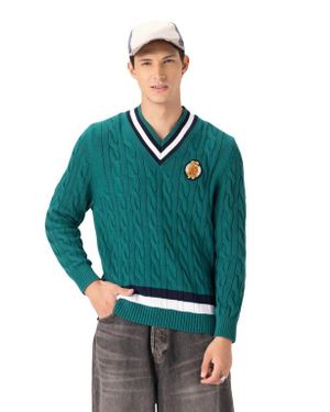 Members Only Cable Knit Cricket Sweater - Green