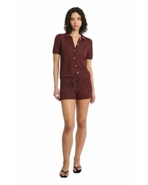 Onia Crochet Knit Button Up Shirt - Red
