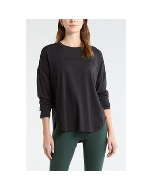 Zella Sueded High-Low Long Sleeve T-Shirt - Black