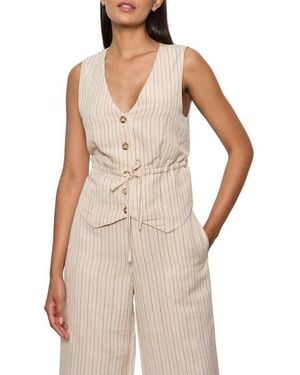 Sanctuary Cala Pinstripe Cinched Linen Blend Vest - Multicolor