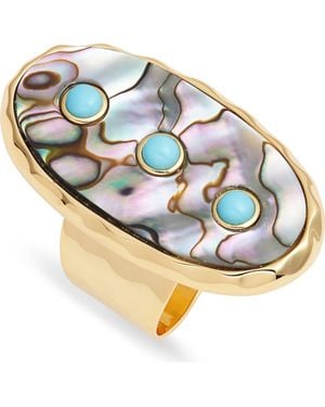 Nest Abalone Studded Adjustable Ring - Metallic
