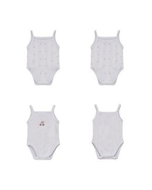 Bebe Bella Ribbed Cherry Print Romper Set - White