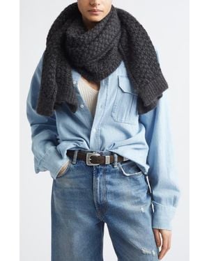 Johnstons of Elgin Eva Cashmere, Silk & Wool Scarf - Blue