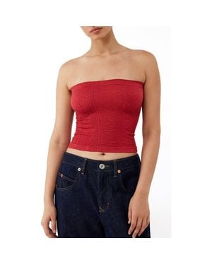 BDG Tapestry Crop Tube Top - Red