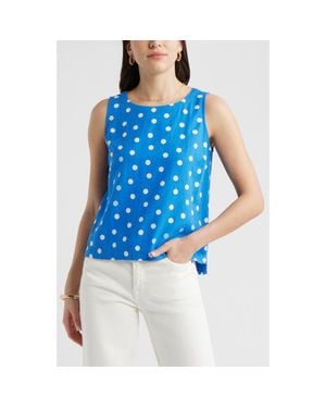 Caslon Linen Blend Tank - Blue