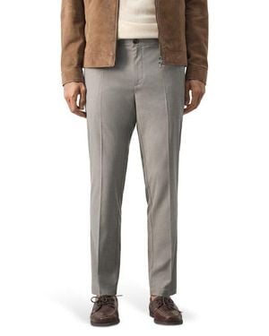 Mango Slim Fit Pleat Front Pants - Gray